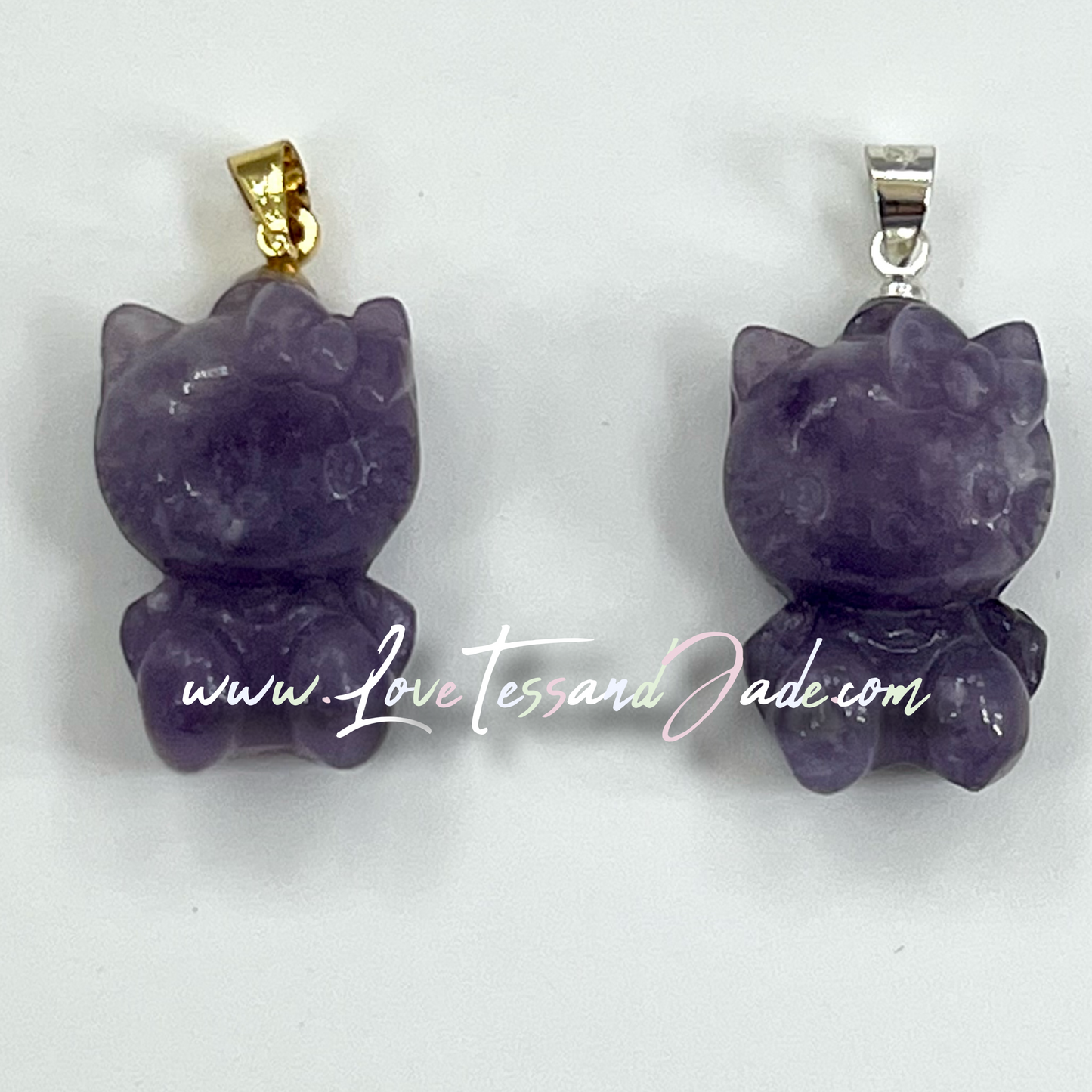 Kitty Kitty | Crystal |  Natural | Healing Crystal | Hand-Craved | Gemstone | Pendant | Necklace | 925 Plated Chain